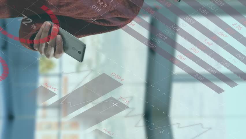 Animation of data processing over caucasian using smartphone. Global science, connections, data processing and digital interface concept digitally generated video. - Powered by Shutterstock - Get 15% off with code: PIKWIZARD15