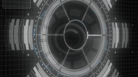 Animation of interface with round scanner, microprocessor connections and data processing. Computer interface and business technology concept - Powered by Shutterstock - Get 15% off with code: PIKWIZARD15