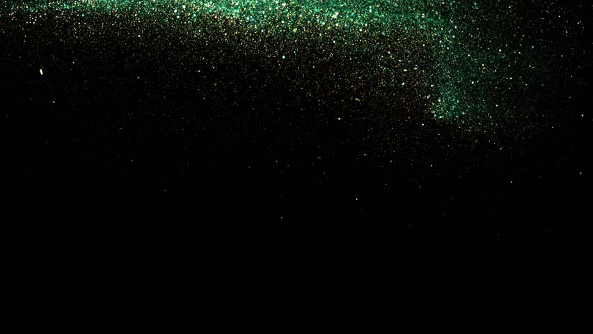 Golden particles moving in slow motion on black background 4k footage, Gold litters footage, particles moving footage, gold glitters footage, particles explosion. Animation video transparent backgroun