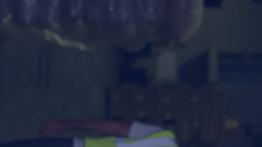 Animation of data processing against portrait of caucasian male worker smiling at warehouse. Future concept of supply chain and logistic network business - Powered by Shutterstock - Get 15% off with code: PIKWIZARD15