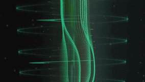Green waveforms and digital data processing animation over futuristic interface. Technology, electronics, cyber, visualization, network, display - Powered by Shutterstock - Get 15% off with code: PIKWIZARD15