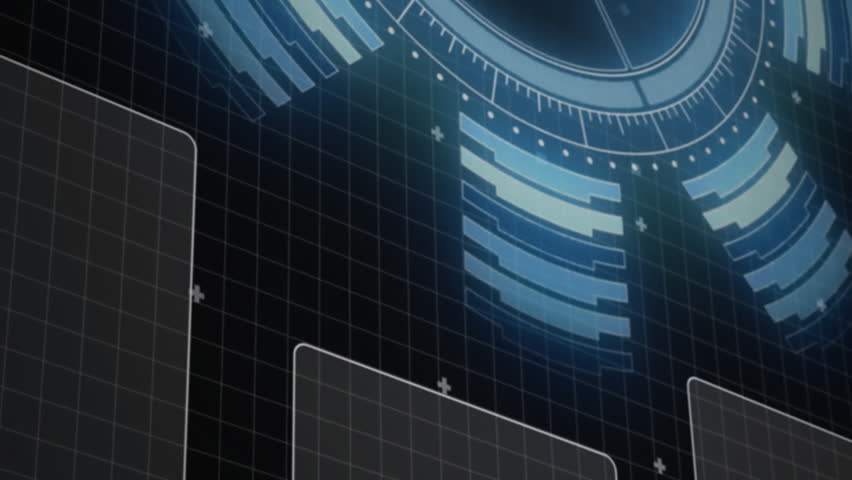 Animation of interface with round scanner and financial data processing against blue background. Global finance and business technology concept - Powered by Shutterstock - Get 15% off with code: PIKWIZARD15