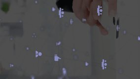Animation of network of connections with icons over caucasian businesswoman using smartphone. Global finance, business, connections, computing and data processing concept digitally generated video. - Powered by Shutterstock - Get 15% off with code: PIKWIZARD15
