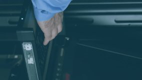 Composition of male scientist holding hand with stressed caucasian strand doctors stressed. Global connections business digital interface technology and networking concept digitally generated video. - Powered by Shutterstock - Get 15% off with code: PIKWIZARD15