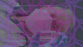 Animation of data processing over caucasian male doctor with vial. Global medicine and digital interface concept digitally generated video. - Powered by Shutterstock - Get 15% off with code: PIKWIZARD15