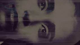 Animation of data processing over caucasian woman face and black background. Global data processing, digital screen and technology concept digitally generated video. - Powered by Shutterstock - Get 15% off with code: PIKWIZARD15