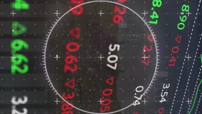 Animation of viewfinder, glitch, numbers and financial data on digital screen. Global finance, economy, data processing and technology concept digitally generated video. - Powered by Shutterstock - Get 15% off with code: PIKWIZARD15