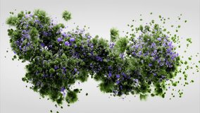 Abstract Animation Background of Floral Green Foliage and Violet Blossoms. Organic 3D Floating Motion Natural Futuristic Botanical Life Atmosphere. Modern Art of Digital Aesthetics Flowers Forms 4k - Powered by Shutterstock - Get 15% off with code: PIKWIZARD15
