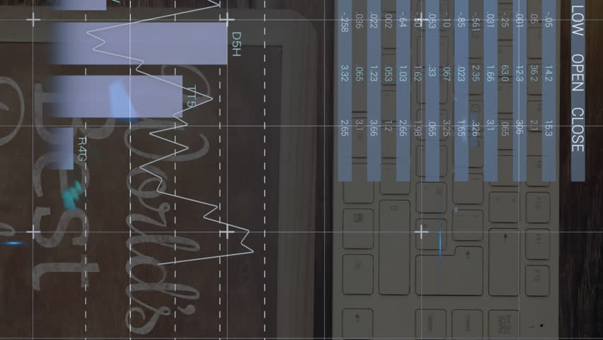 Animation of financial data processing over keyboard, tablet and banknotes on desk. Global finances, computing and digital interface concept digitally generated video. - Powered by Shutterstock - Get 15% off with code: PIKWIZARD15