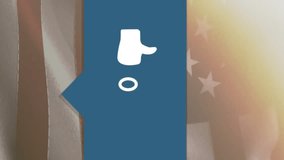 Animation of social media icons with numbers on speech bubble over flag of usa. global social media and communication concept digitally generated video. - Powered by Shutterstock - Get 15% off with code: PIKWIZARD15