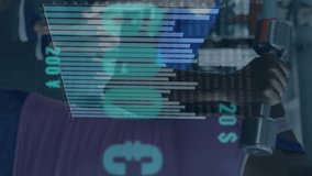 Animation of data processing over diverse sports people at gym. Global business, sport and digital interface concept digitally generated video. - Powered by Shutterstock - Get 15% off with code: PIKWIZARD15