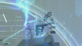 Animation of ticking clock, business concept texts and stock market data processing against office. Global economy and business technology concept - Powered by Shutterstock - Get 15% off with code: PIKWIZARD15