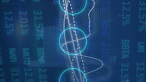 A video of global finance, economy, and technology with neon circles and financial data. Global science data processing and digital interface concept digitally generated video. - Powered by Shutterstock - Get 15% off with code: PIKWIZARD15