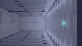 Animation of multiple social media icons and round neon scanner against computer server room. Social media networking and business data storage technology concept - Powered by Shutterstock - Get 15% off with code: PIKWIZARD15