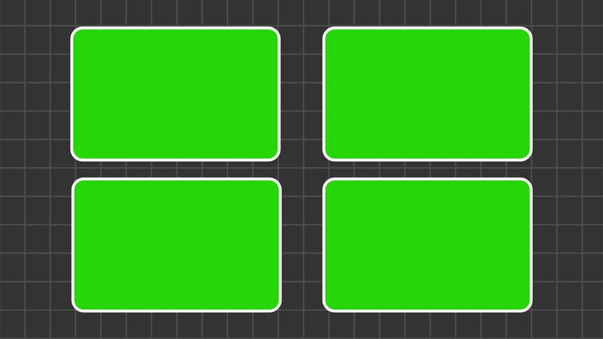 Flat animated illustration of four curved UI boxes, perfect for video bumpers, transitions, openers, or modern user interface design elements in tech or digital media
