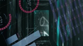 Animation of charts and graphs processing data on multiple interface screens. Network, data, processing, digital interface, connection and communication, digitally generated video. - Powered by Shutterstock - Get 15% off with code: PIKWIZARD15