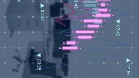 Animation of graphs and data processing over computers on desks at empty office. Connection, data, processing, digital interface, business and communication, digitally generated video. - Powered by Shutterstock - Get 15% off with code: PIKWIZARD15