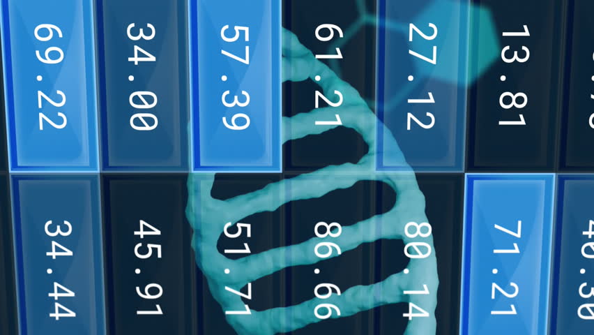 Animation of digital data processing over dna strand spinning. Global science, connections, computing and data processing concept digitally generated video. - Powered by Shutterstock - Get 15% off with code: PIKWIZARD15