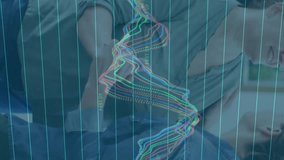 Smiling couple dancing in kitchen with data processing animation over them. happiness, love, technology, futuristic, hologram, romance - Powered by Shutterstock - Get 15% off with code: PIKWIZARD15