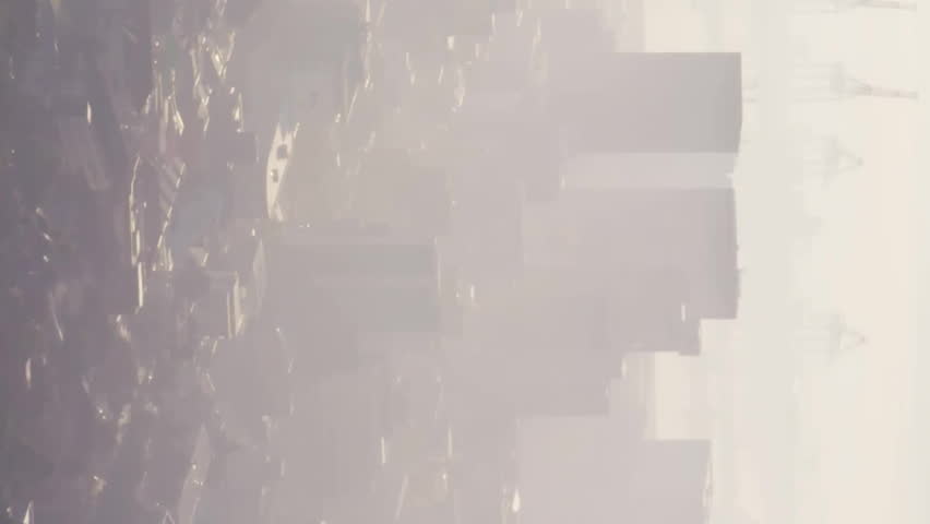 World map animation over cityscape with tall buildings and hazy sky. skyline, urban, global, technology, metropolis, modernization - Powered by Shutterstock - Get 15% off with code: PIKWIZARD15