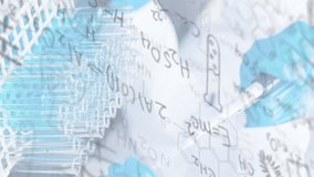 Chemical formulas and laboratory experiment animation over scientists working with test tubes. Science, chemistry, research, analysis, innovation, discovery - Powered by Shutterstock - Get 15% off with code: PIKWIZARD15