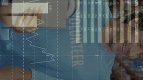 Animation of financial graphs over happy diverse female and male warehouse workers. business, finance and delivery services concept digitally generated video. - Powered by Shutterstock - Get 15% off with code: PIKWIZARD15