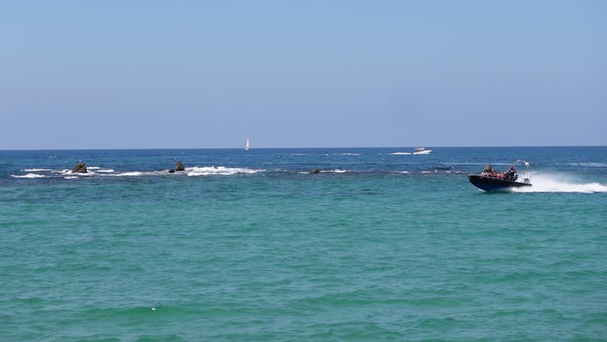 Israel Tel Aviv- Yafo, old Jaffa and Andromeda Rock View on Mediterranean Sea and famous Beach