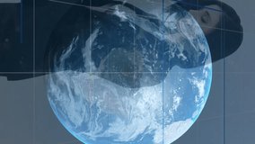 Animation of statistics and data processing and caucasian businesswoman over globe. global finance, business and data processing concept digitally generated video. - Powered by Shutterstock - Get 15% off with code: PIKWIZARD15