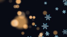 Animation of snowflakes over light spots on black background. Winter, light and movement concept digitally generated video. - Powered by Shutterstock - Get 15% off with code: PIKWIZARD15