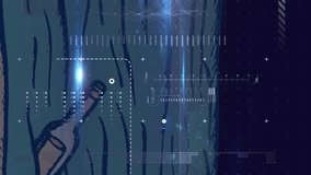 Animation of hud interface with lens flare over letter in better floating in ocean. Digitally generated, hologram, light, database, graphs, finance, message, communication and technology concept. - Powered by Shutterstock - Get 15% off with code: PIKWIZARD15