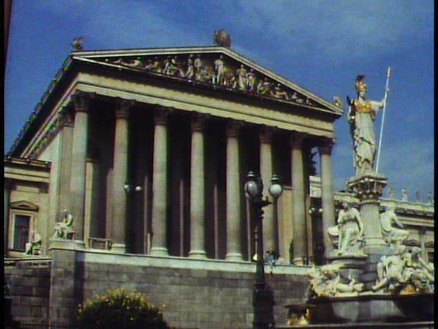 Vienna, Austria, Austrian Parliament Building, wide shot, neoclassical design