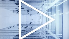 Animation of interface with data processing and triangular shape spinning against server room. Computer interface and business data storage technology concept - Powered by Shutterstock - Get 15% off with code: PIKWIZARD15