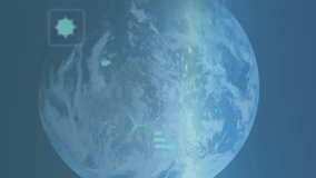 Animation of digital media icons and charts processing data over globe on blue background. Data, digital interface, connection, processing and global communication, digitally generated video. - Powered by Shutterstock - Get 15% off with code: PIKWIZARD15