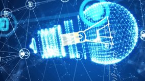 Animation of mathematical equations, light bulb and communication networks on dark background. Network, research, energy, digital interface and communication, digitally generated video. - Powered by Shutterstock - Get 15% off with code: PIKWIZARD15