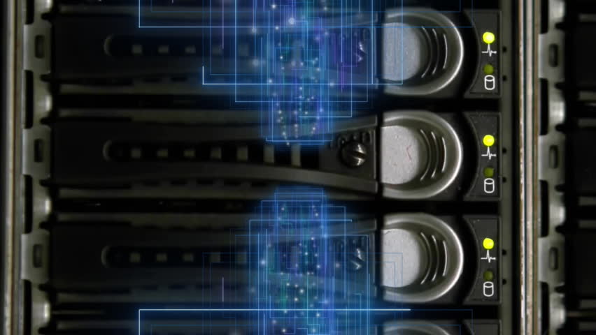 Animation of neon shapes and data processing over server room. Technology and digital interface concept digitally generated video. - Powered by Shutterstock - Get 15% off with code: PIKWIZARD15