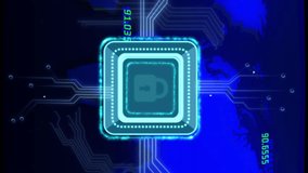 Digital lock icon and coordinates animation over world map background. Cybersecurity, protection, global, security, technology, network - Powered by Shutterstock - Get 15% off with code: PIKWIZARD15