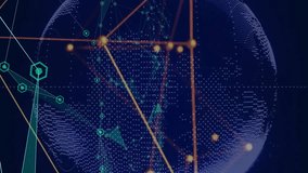 Global network connections and data processing animation over digital globe. Technology, connectivity, cyberspace, big data, internet, communication - Powered by Shutterstock - Get 15% off with code: PIKWIZARD15