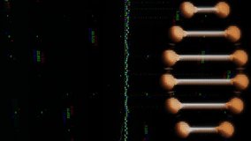 DNA strand animation over digital globe with glitch effects. Genetics, biology, science, data, technology, futuristic - Powered by Shutterstock - Get 15% off with code: PIKWIZARD15