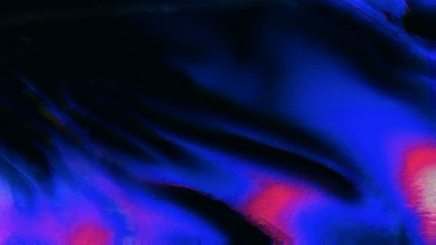 Liquid glitch animation with abstract blue and red digital textures flowing on black. Trendy visual effect for music videos, VJ loops, overlays, or digital design.