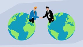 Global Business Partnership — Handshake Across Continents cartoon animation - Powered by Shutterstock - Get 15% off with code: PIKWIZARD15