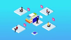 Online Education and E-Learning Platform – Isometric Remote Learning Concept with Digital Resources and Students 3d animation cartoon - Powered by Shutterstock - Get 15% off with code: PIKWIZARD15