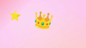 Golden crown with wobbling animation and floating star on soft pink background. Perfect for princess content, royal themes, and children's entertainment videos.
 - Powered by Shutterstock - Get 15% off with code: PIKWIZARD15