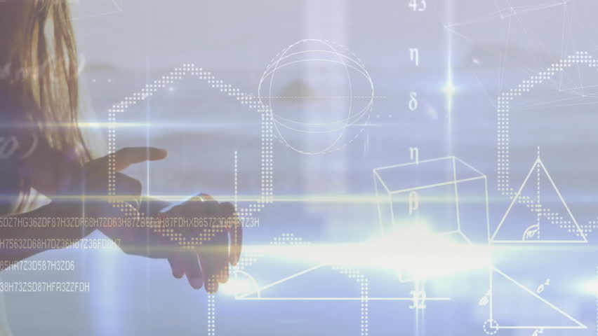 Adult woman using translucent interface, tapping cube and dragging shapes for live data mapping. Futuristic, technology, innovation, data visualization, user experience, augmented reality, - Powered by Shutterstock - Get 15% off with code: PIKWIZARD15