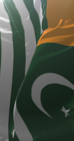 Azad Jammu and Kashmir Flag, Pakistan. 4K Vertical. Loop