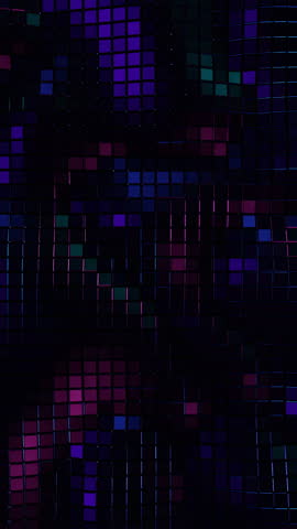 Abstract Black Metallic Cubic Waving Surface, Moving Glitters Wavy Background, 3d Seamless Loop Animation