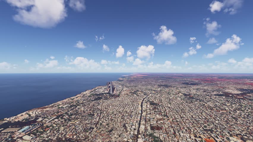 3D - Aerial shot of Mogadishu City. Somalia
