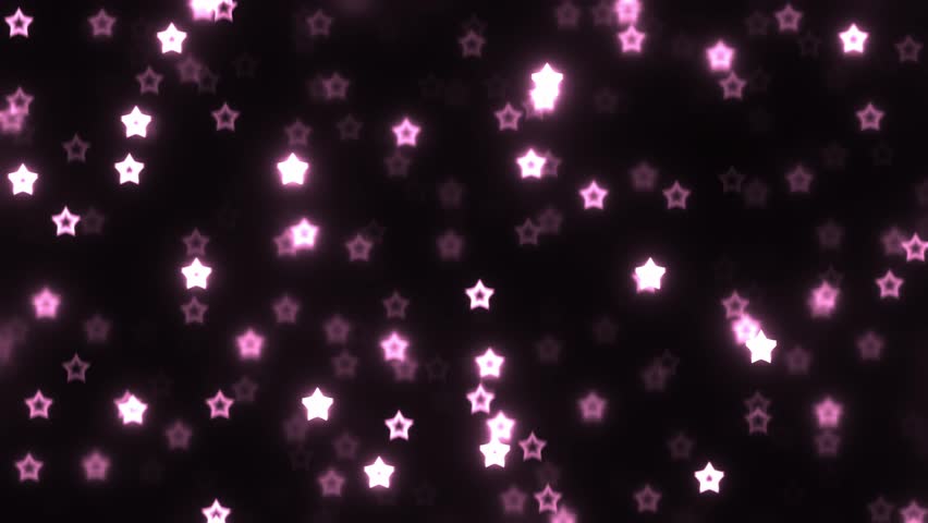 Y2K style black and pink sparkling star confetti, cute blurry star bokeh visual effect animation background