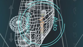 Animation of car interface over digital van model on black background. global transport, technology and digital interface concept digitally generated video. - Powered by Shutterstock - Get 15% off with code: PIKWIZARD15