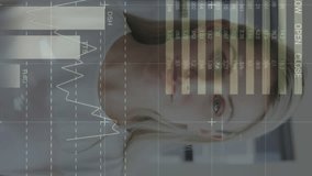 Animation of data processing over caucasian businesswoman smiling. Global business and digital interface concept digitally generated video. - Powered by Shutterstock - Get 15% off with code: PIKWIZARD15