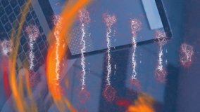 Animation of dna helix and abstract pattern over multiracial coworkers discussing on videocall. Digital composite, multiple exposure, genetic, research, meeting, communication, technology concept. - Powered by Shutterstock - Get 15% off with code: PIKWIZARD15